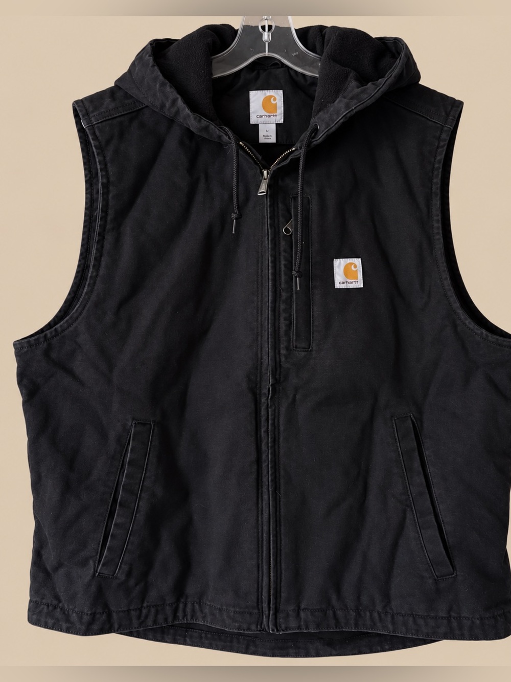 Carhartt Duck Canvas Fleece Lined Hooded Vest L